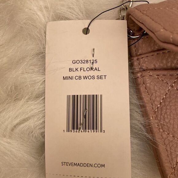 NWT Steve Madden Black Floral Purse w/ Matching Mini Pouch -l - Picture 12 of 16